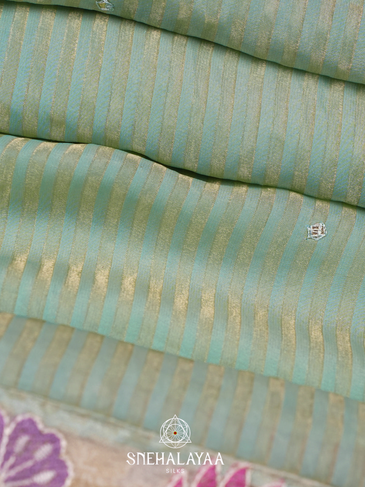 Mint Green Embroidery  Organza Saree