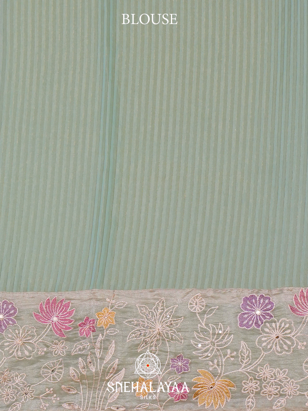 Mint Green Embroidery  Organza Saree
