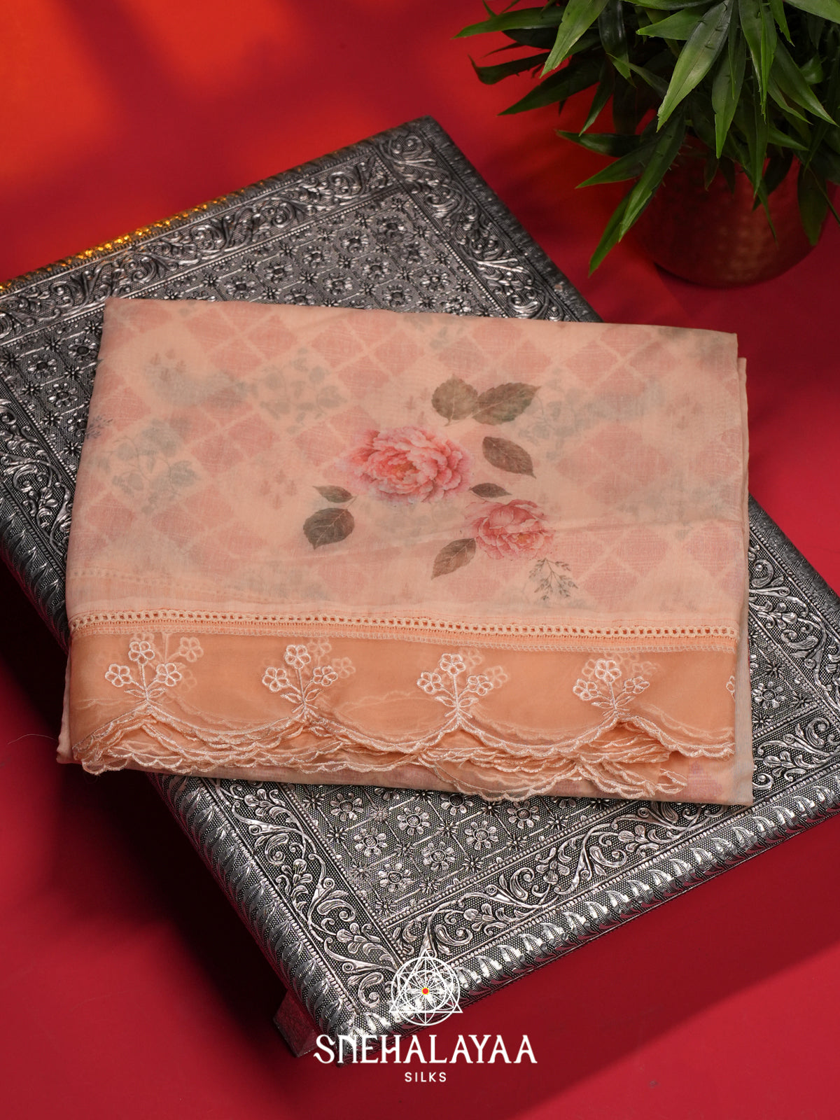 Peach Linen Saree