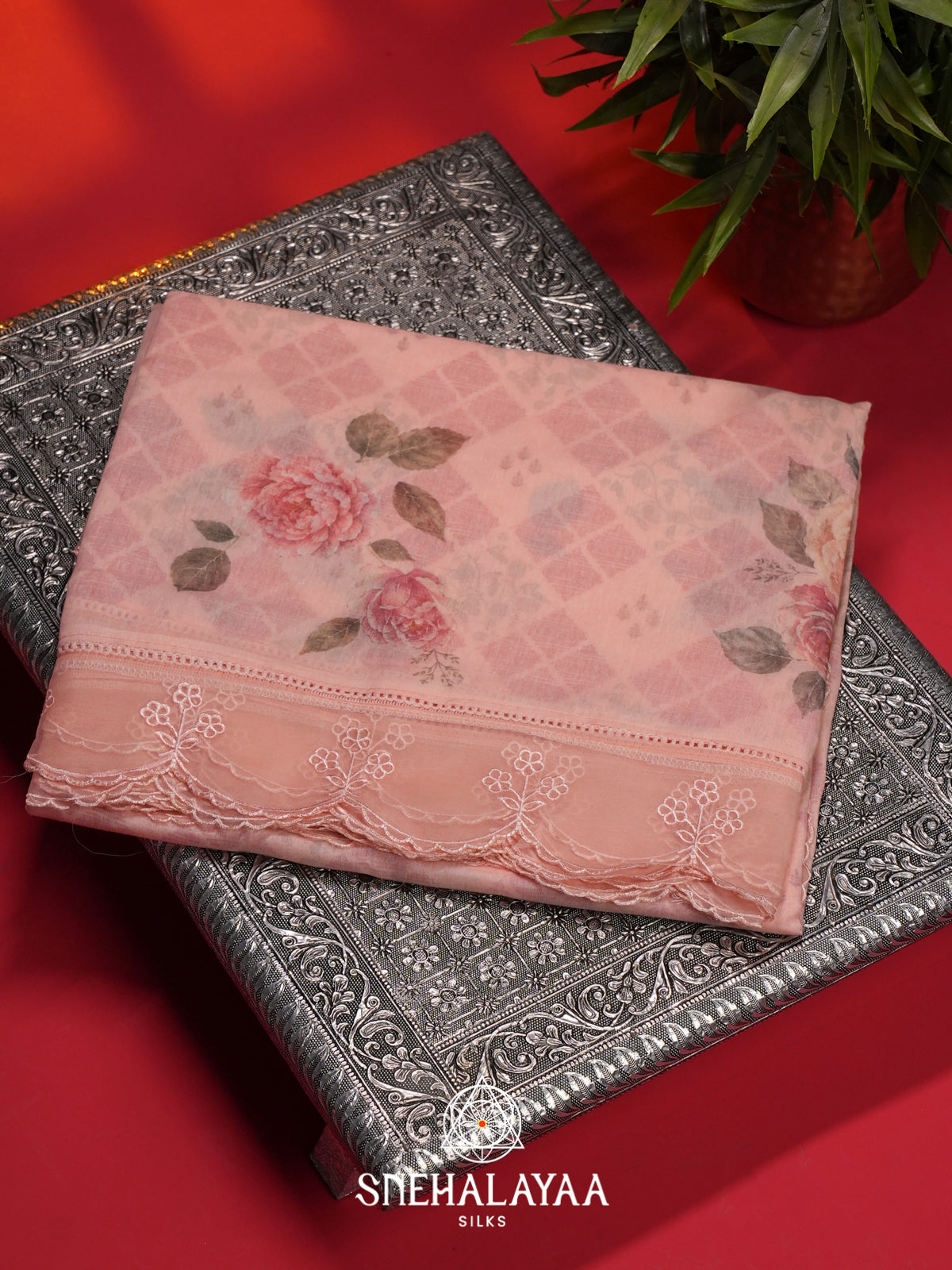 Pink Linen Saree