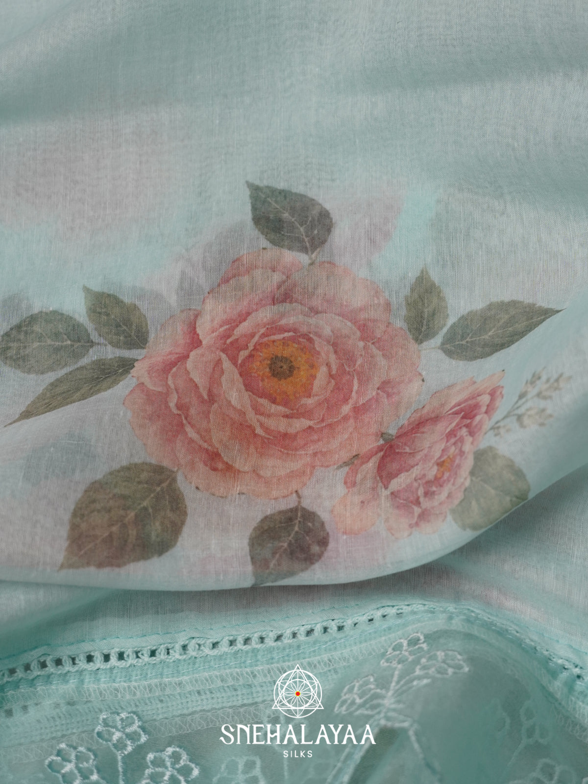 Ice Blue Linen Saree