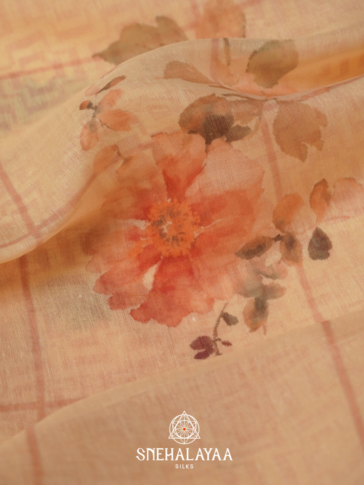 Peach Linen Saree