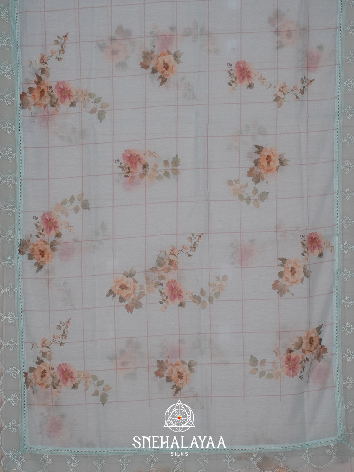 Ice Blue Linen Saree