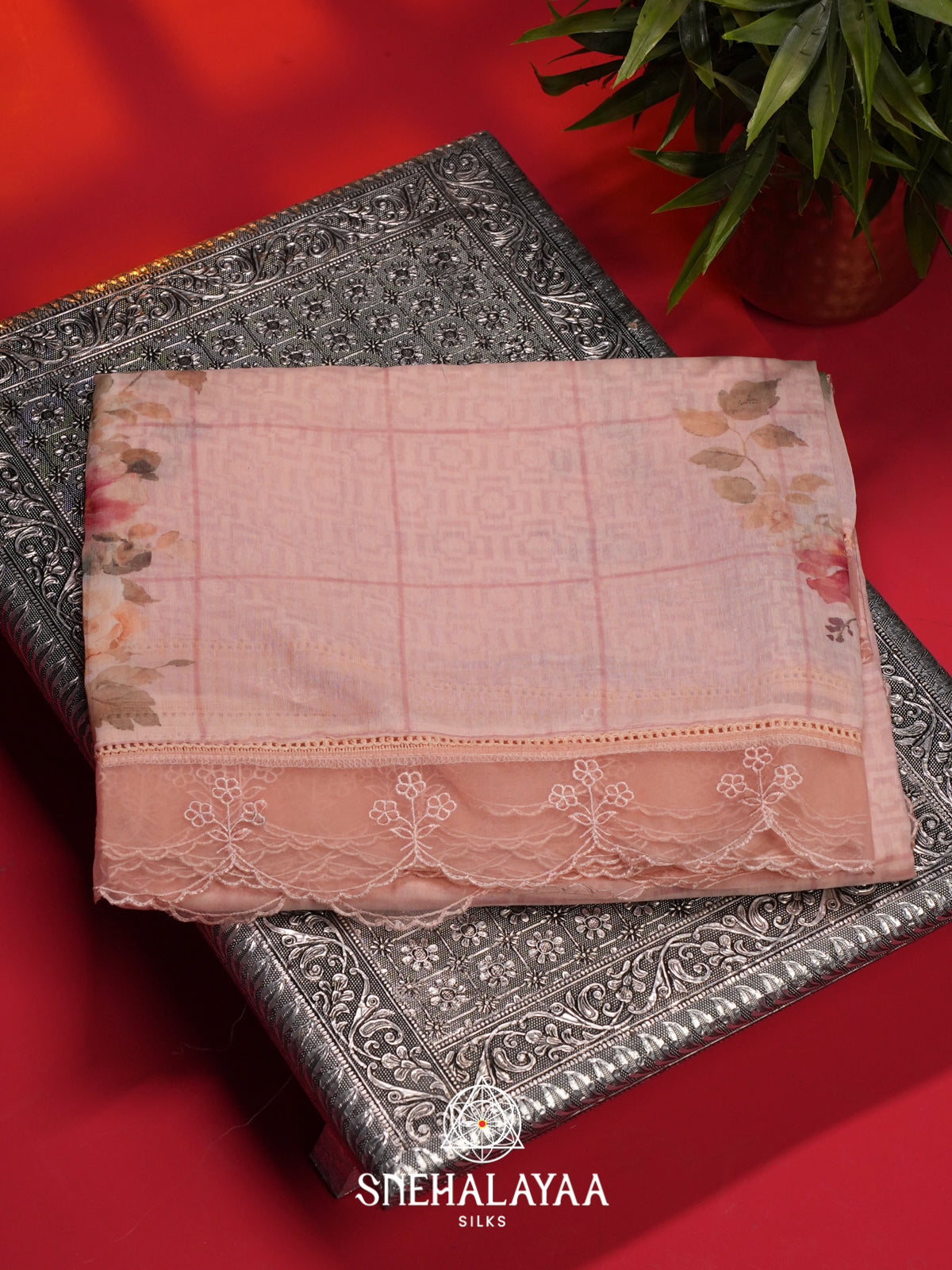 Peach Linen Saree