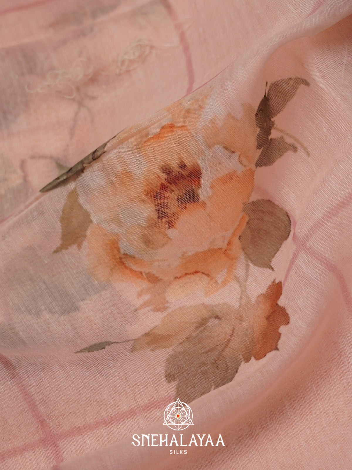 Peach Linen Saree