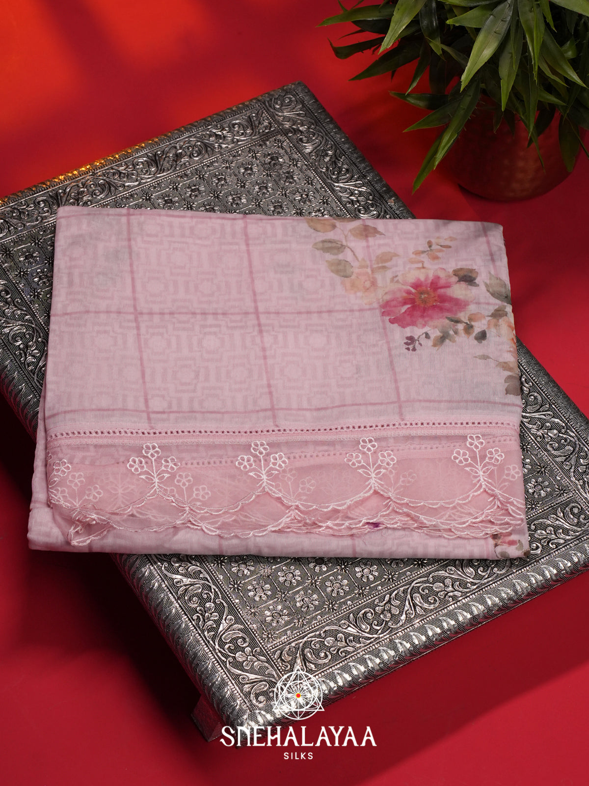 Pink Linen Saree