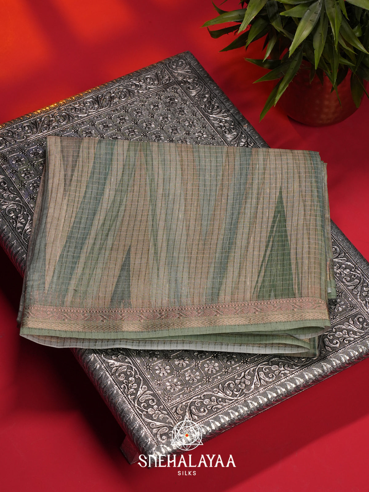 Sea Green Linen Saree