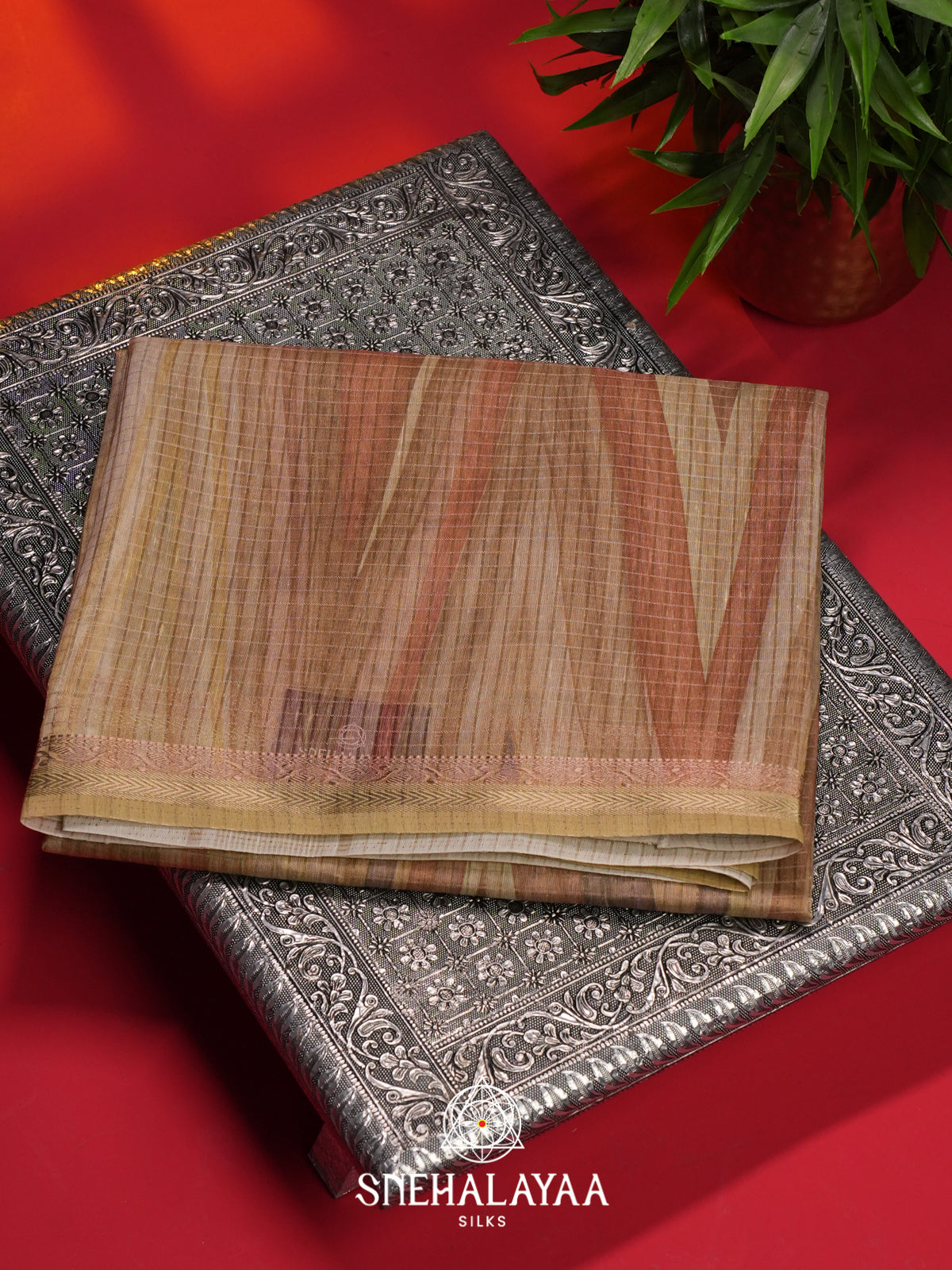 Peach Linen Saree