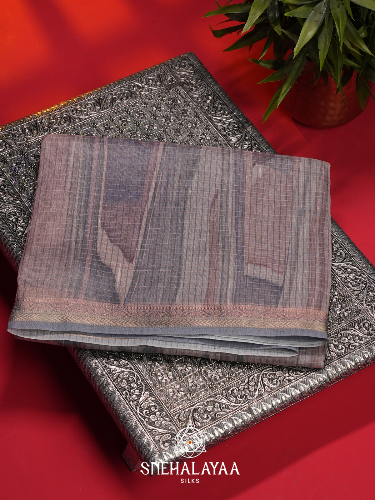 Grey Linen Saree