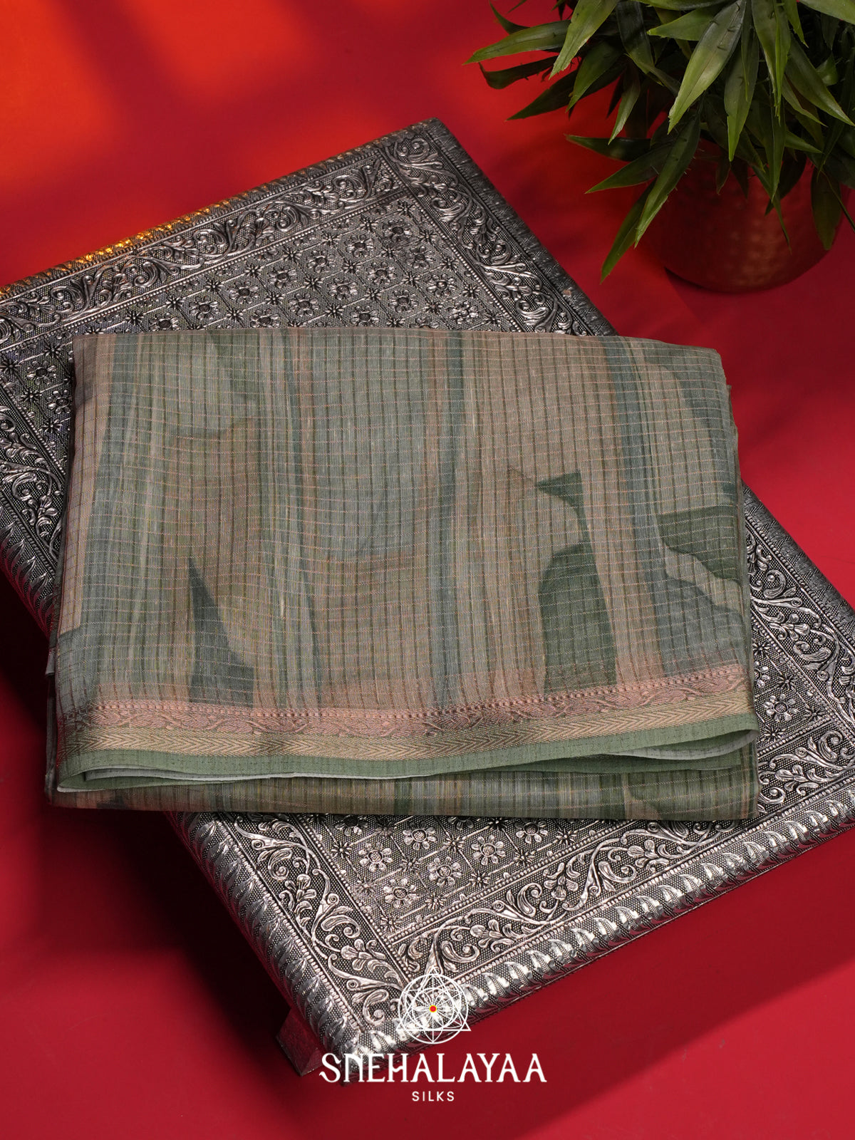 Sea Green Linen Saree