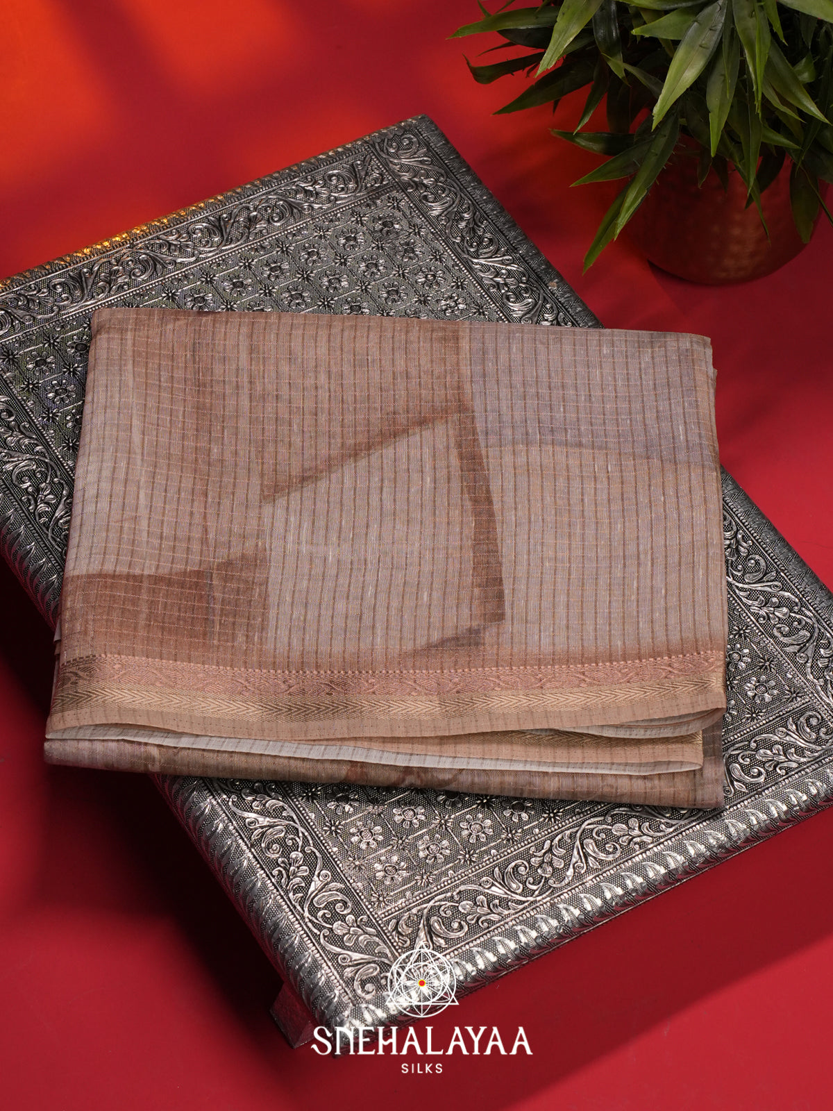 Beige Linen Saree