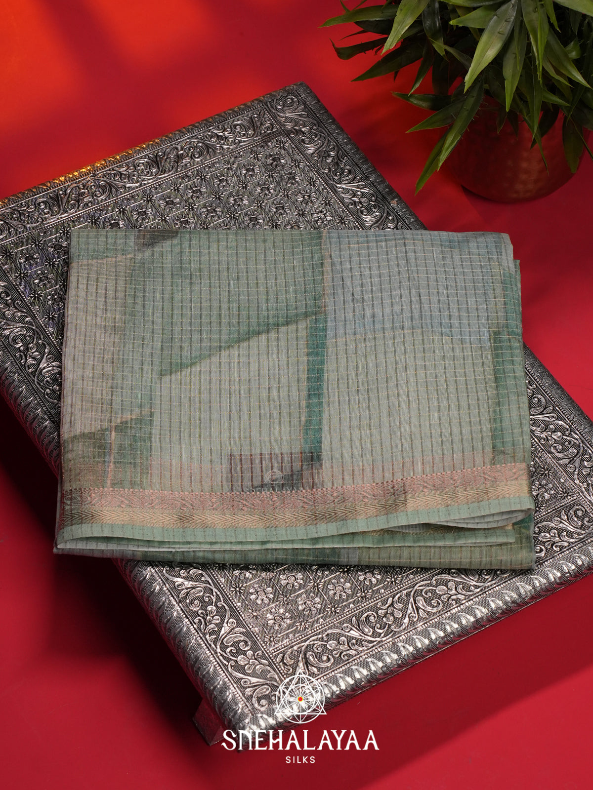 Sea Green Linen Saree