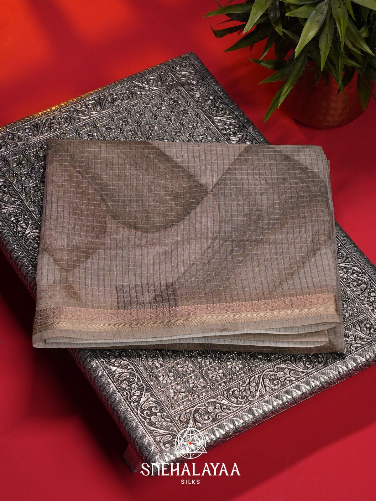 Beige Linen Saree