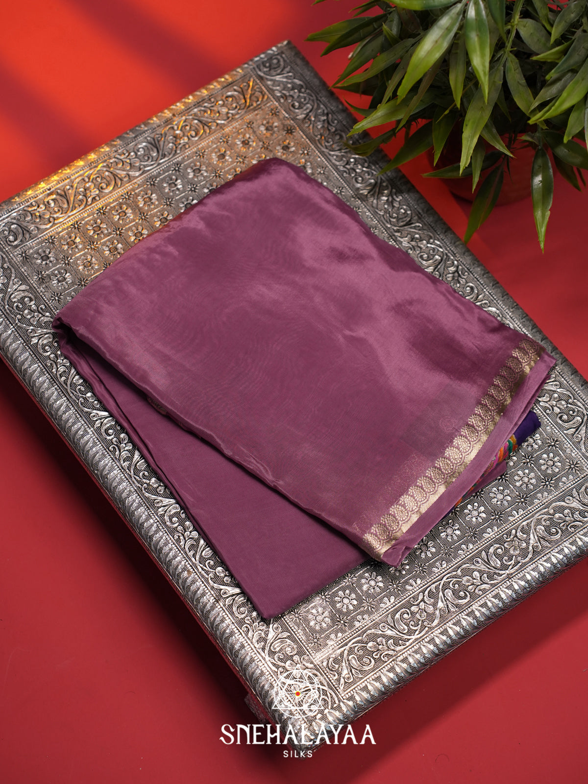Lavender Mysore Silk Saree