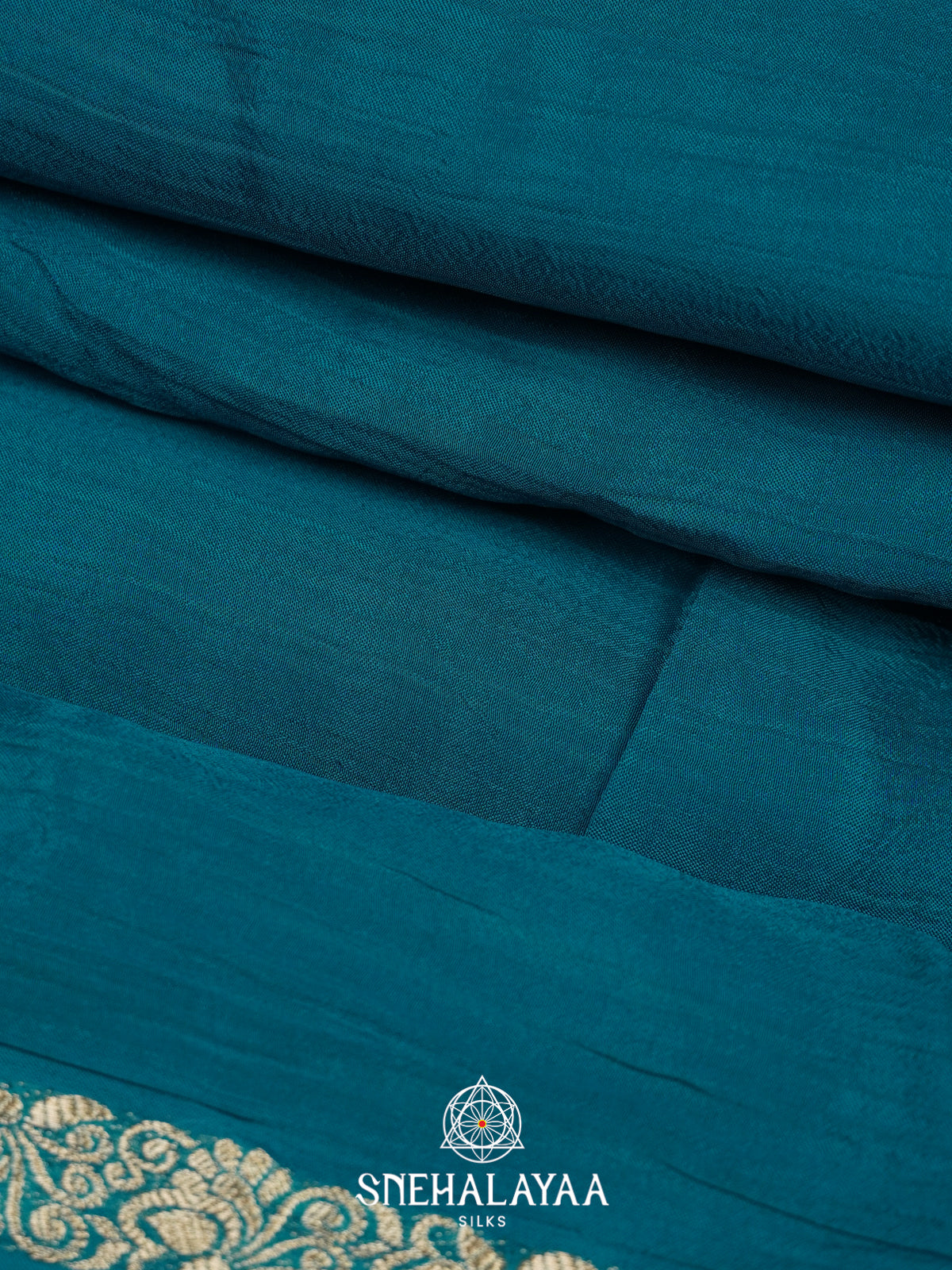 Peacock Blue Mysore Silk Saree