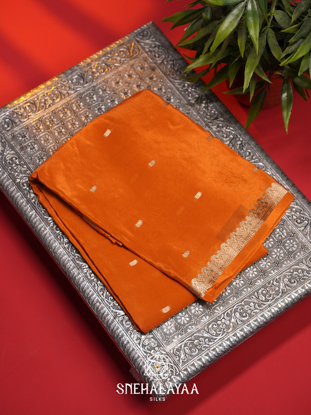 Orange  Mysore Silk Saree