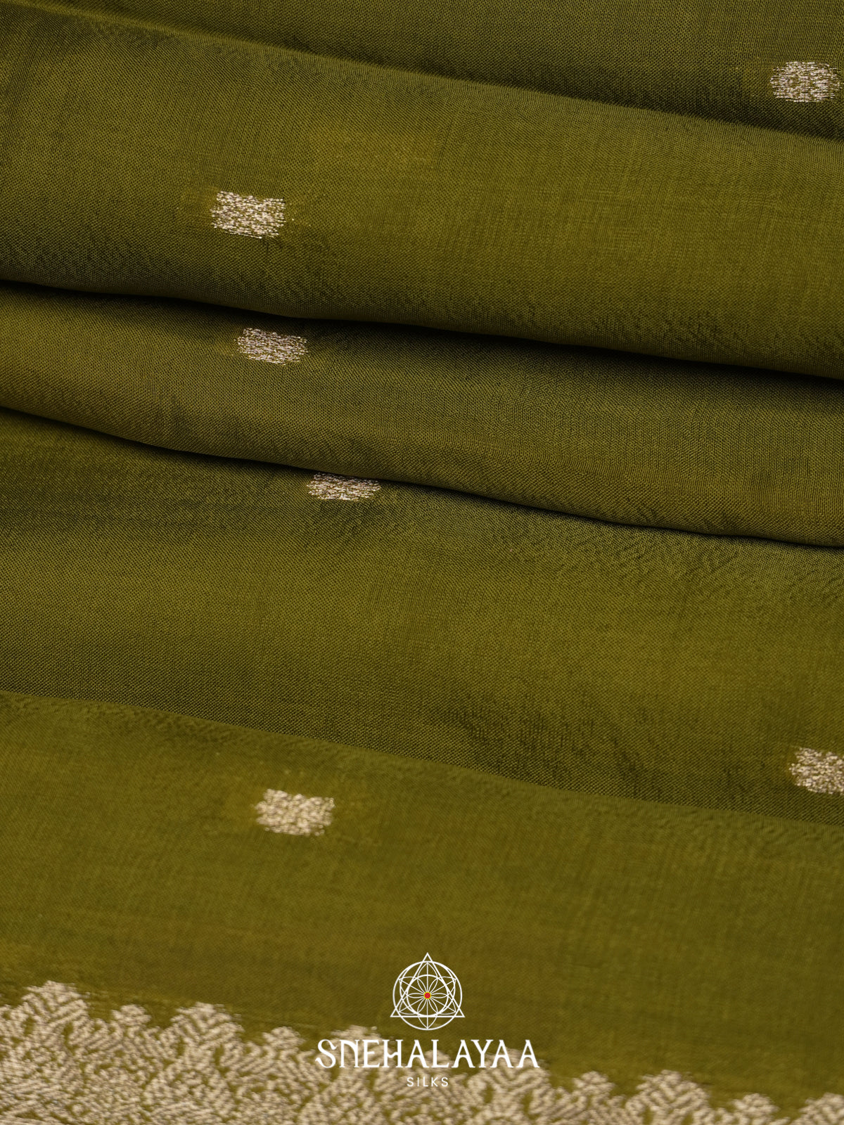 Olive Green Mysore Silk Saree