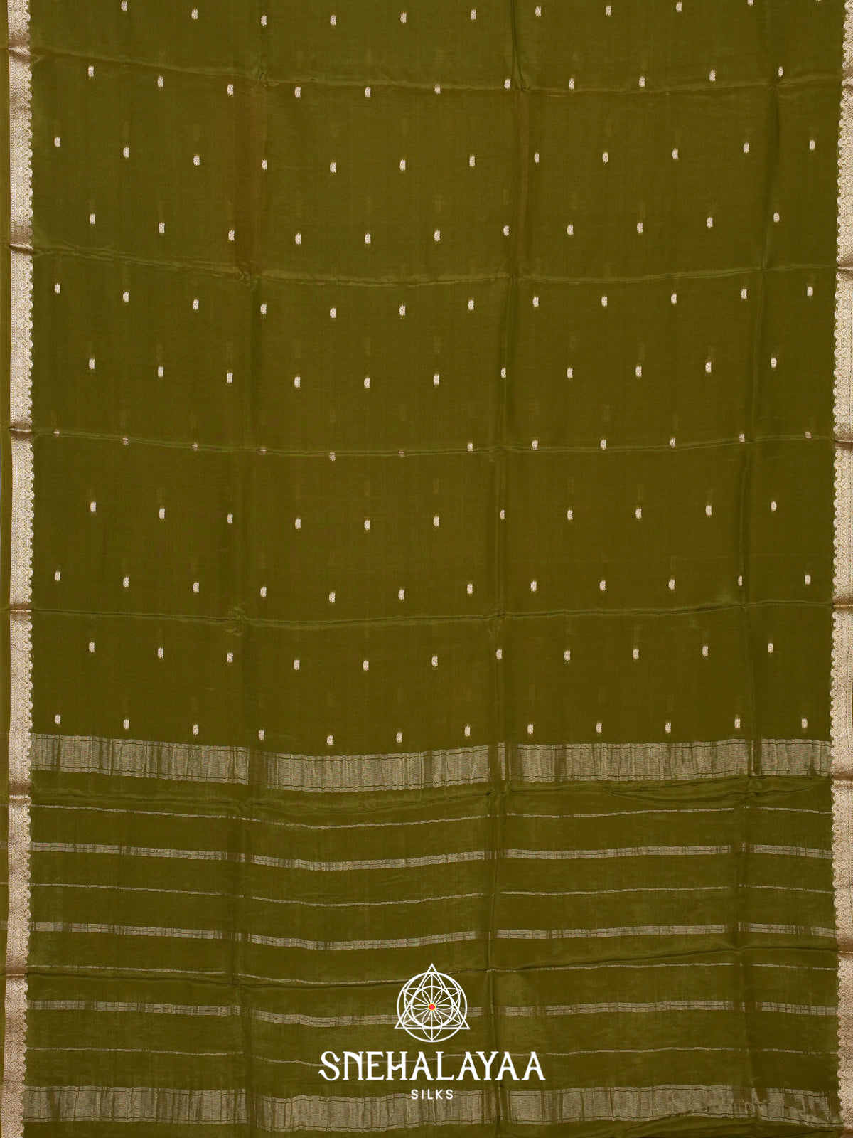 Olive Green Mysore Silk Saree