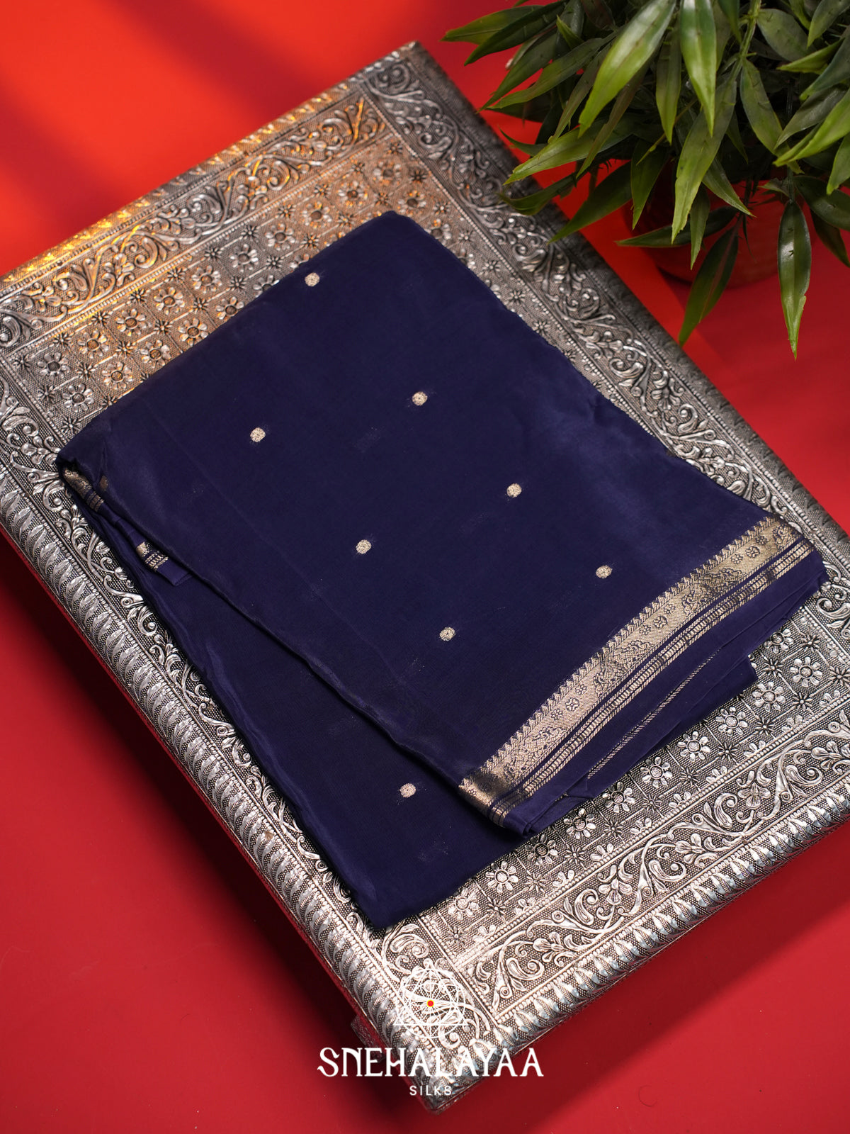 Blue Mysore Silk Saree