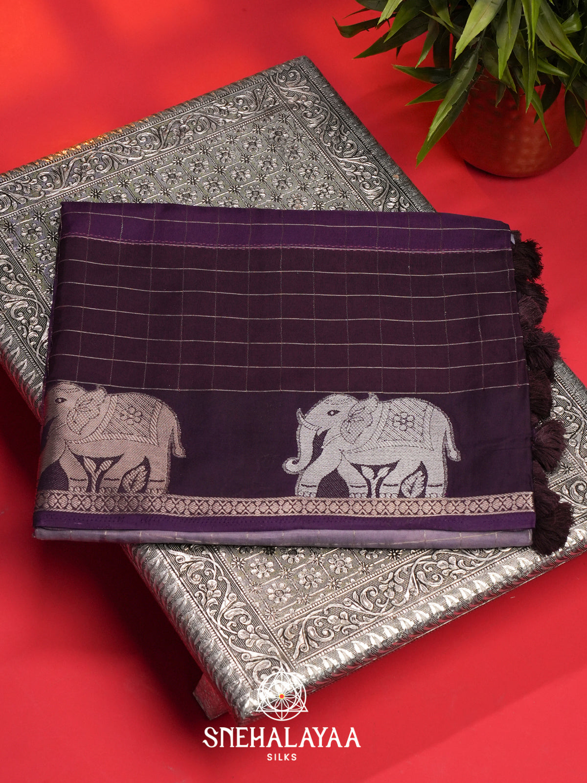Purple Mysore Silk Saree