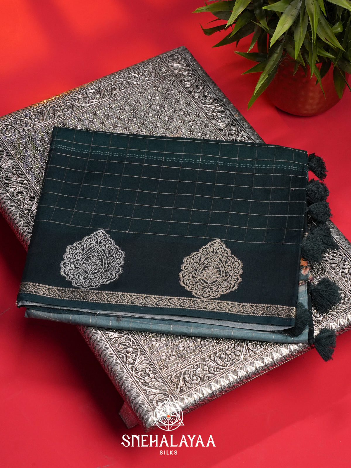 Teal Green Mysore Silk Saree