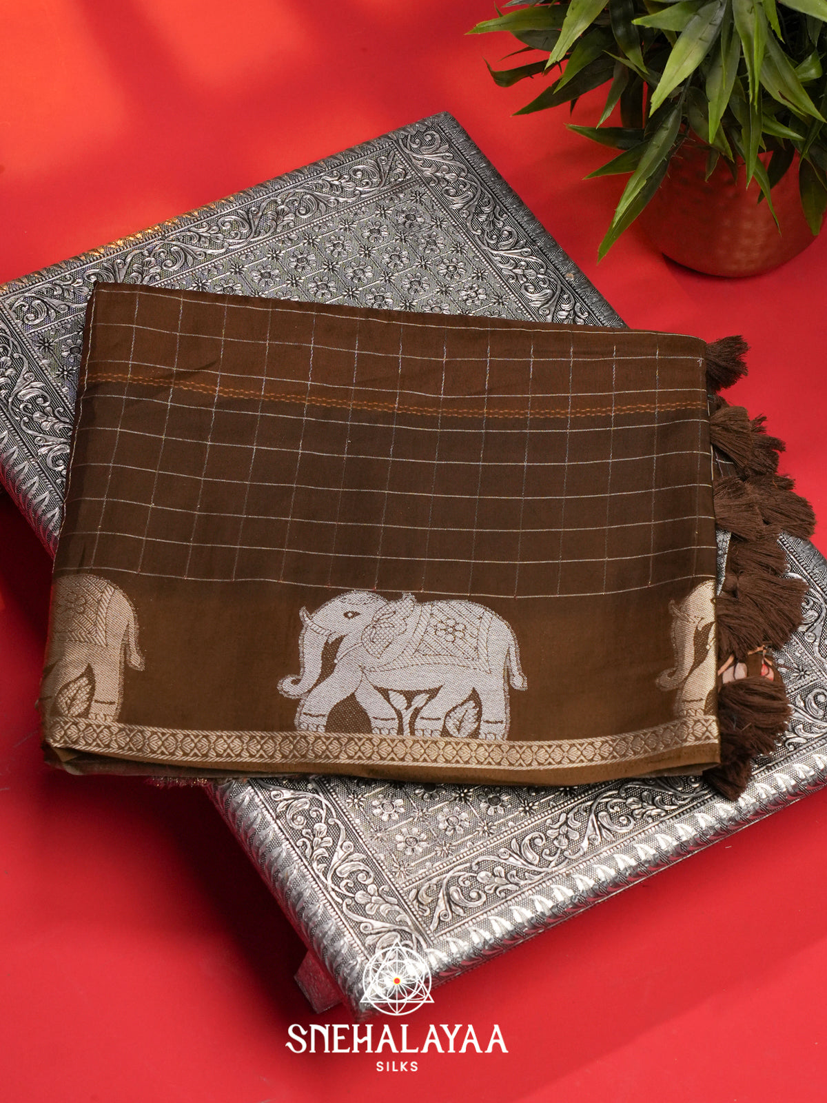 Brown Mysore Silk Saree