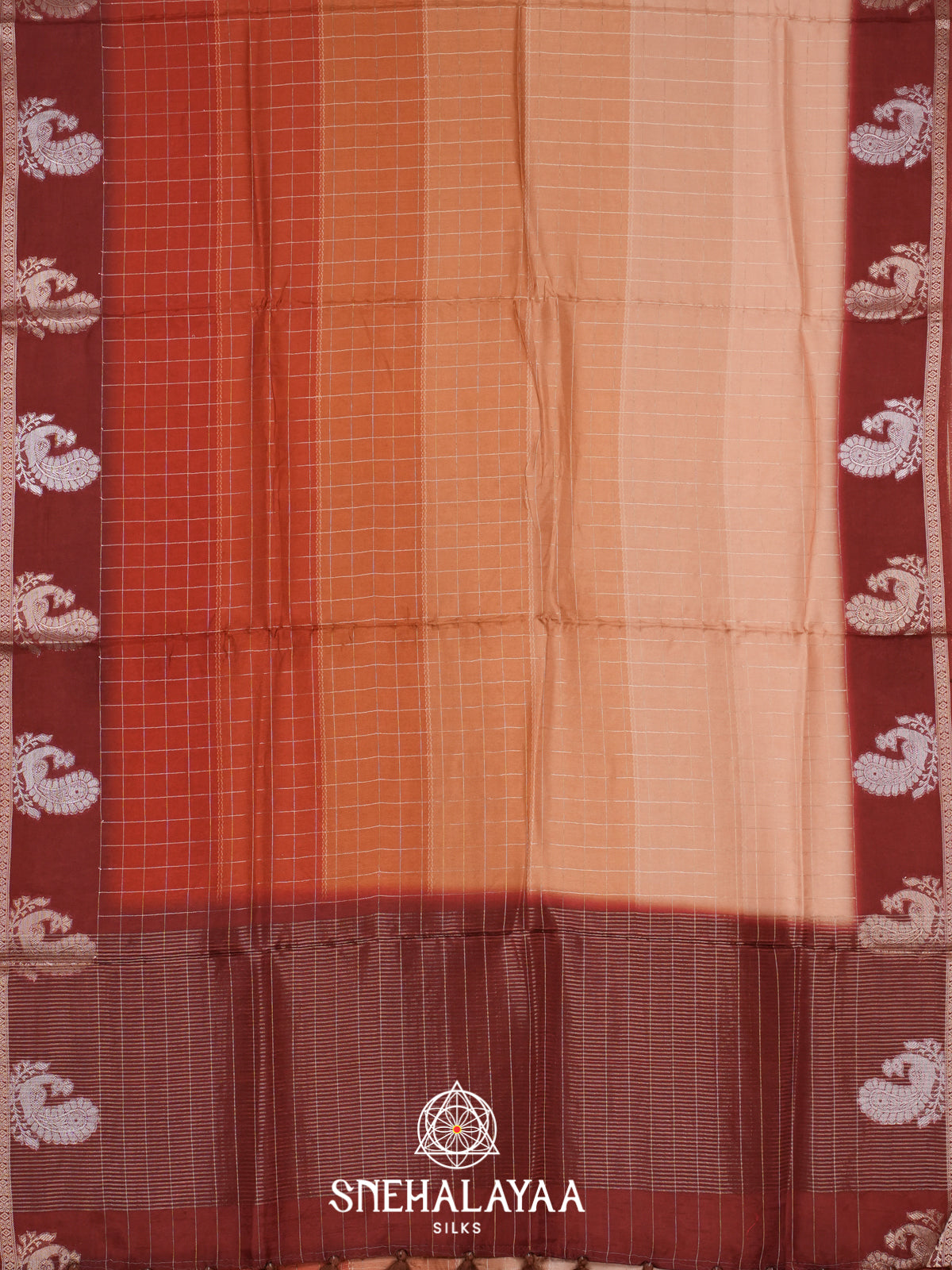 Burnt Orange Mysore Silk Saree
