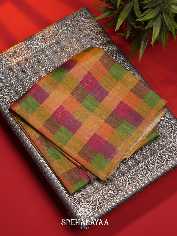 MultiColour Tussar Saree