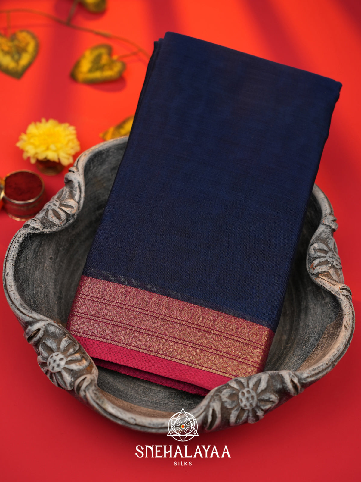 Navy Blue Bengal Silk Cotton Saree