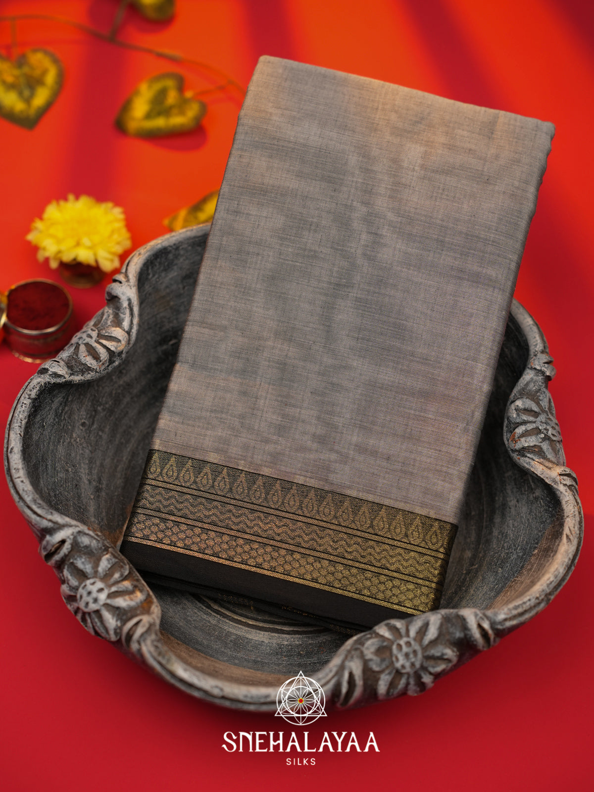 Grey Bengal Silk Cotton Saree