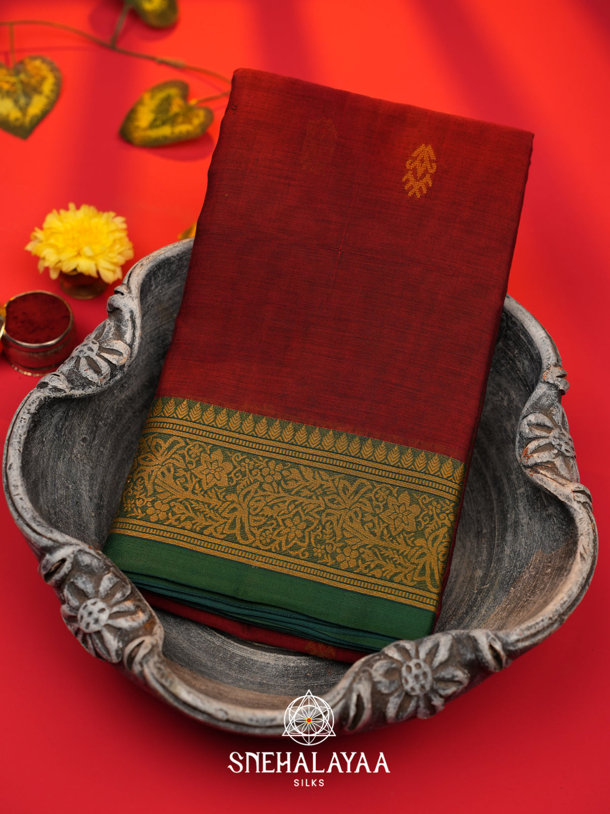 Maroon Bengal Silk Cotton Saree