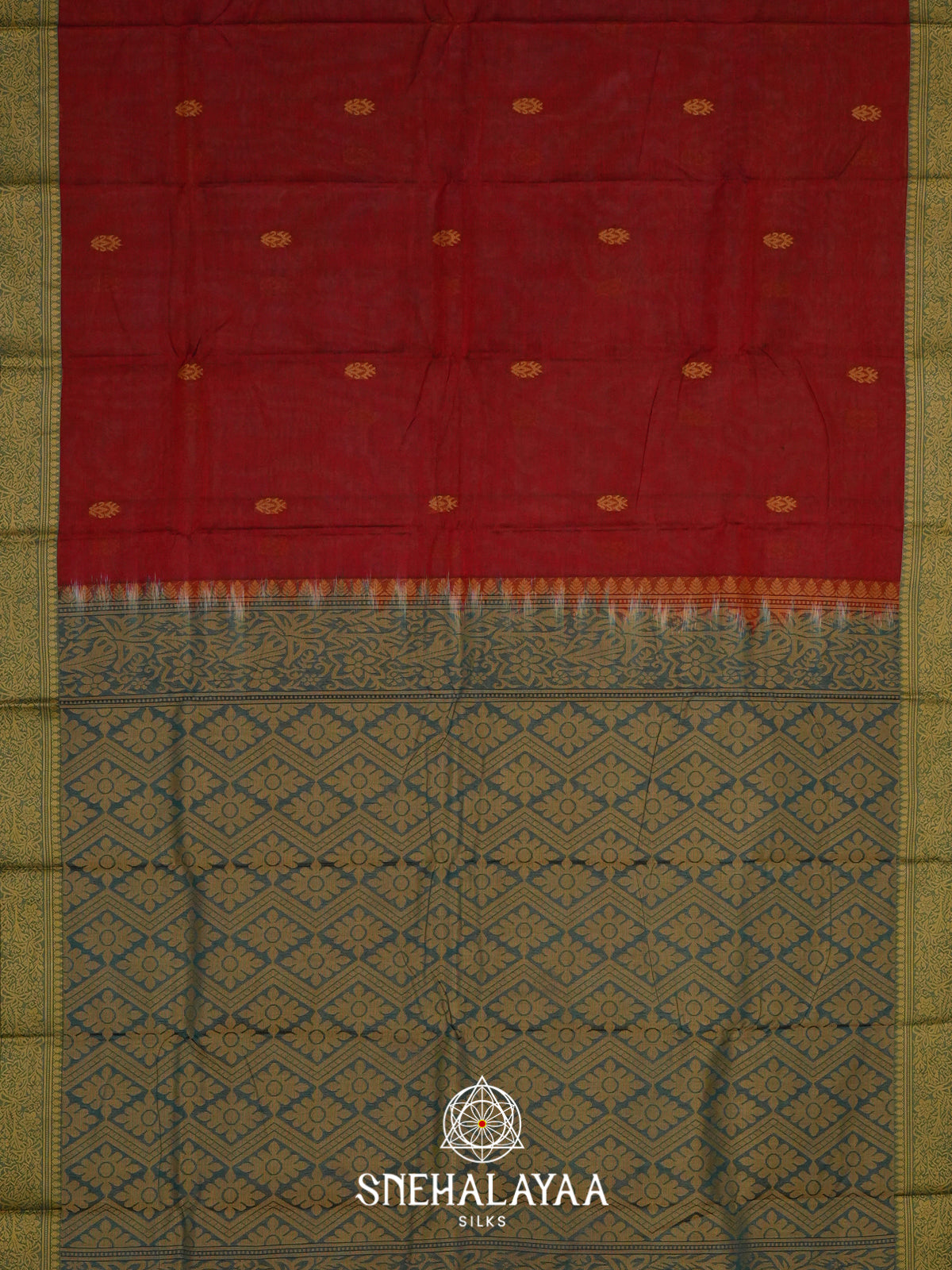 Maroon Bengal Silk Cotton Saree