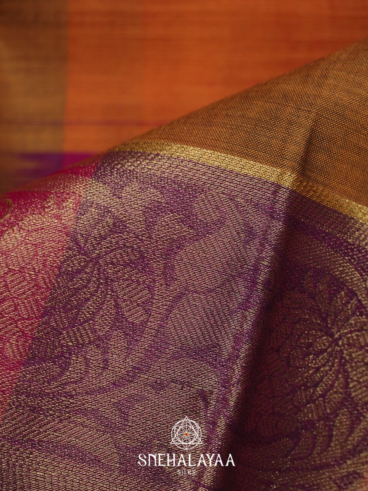 Brown with Magenta Checks Bengal Silk Cotton Saree