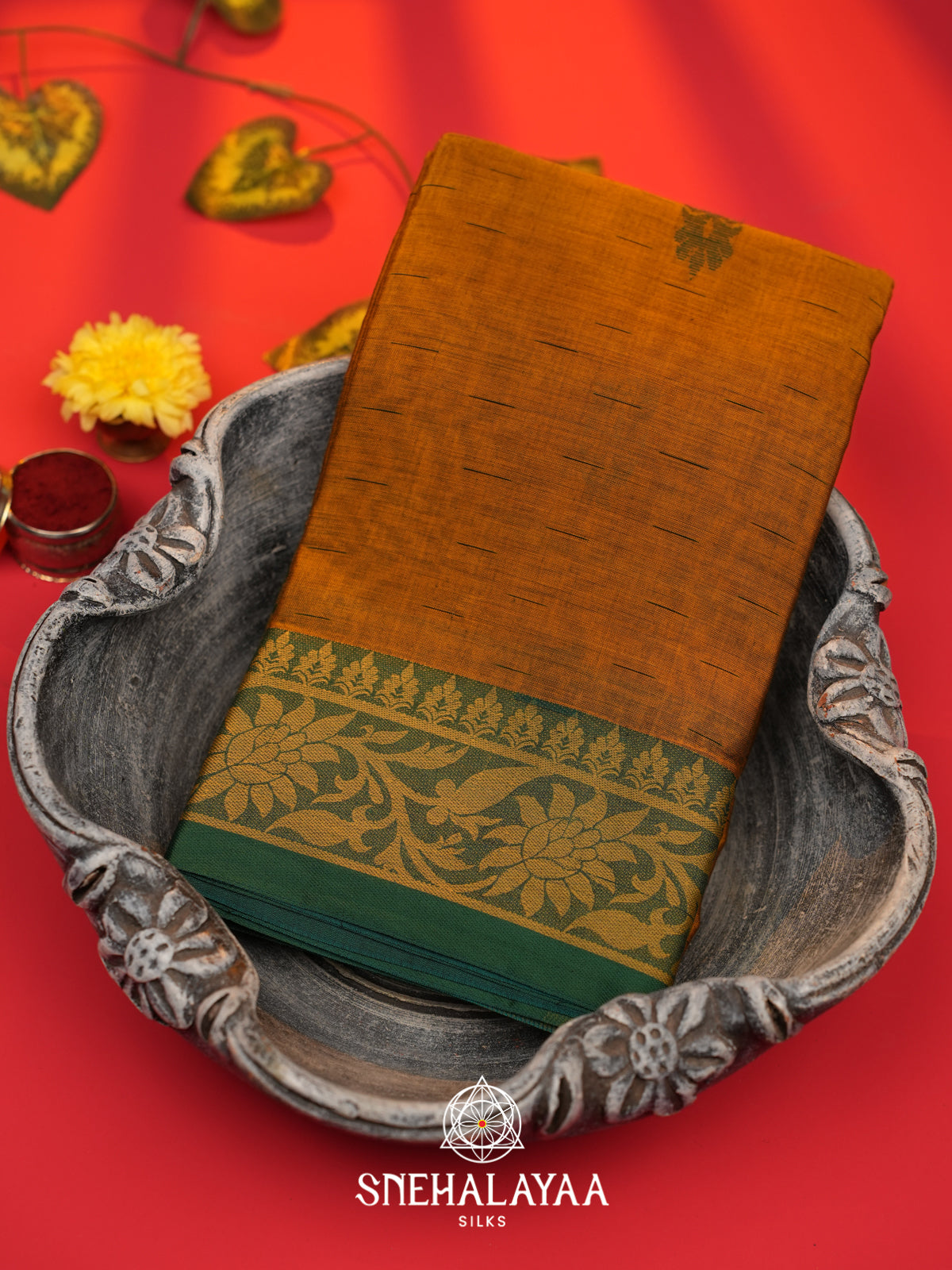 Mustard Bengal Silk Cotton Saree