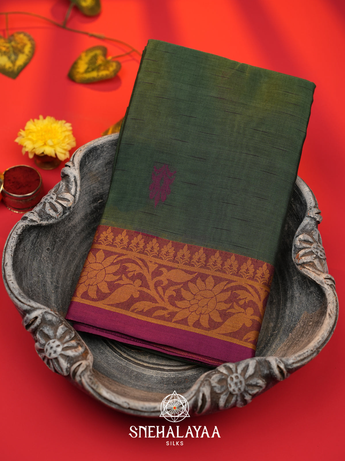 Forest Green Bengal Silk Cotton Saree