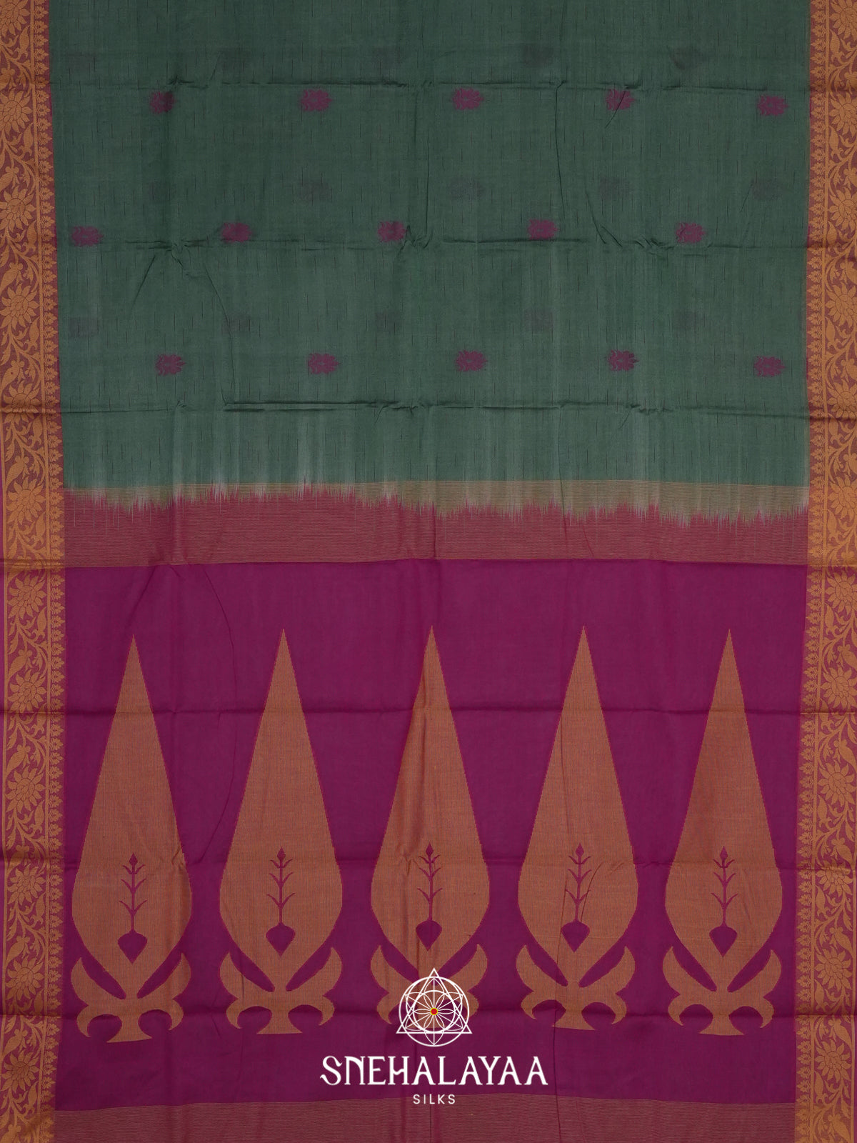 Forest Green Bengal Silk Cotton Saree