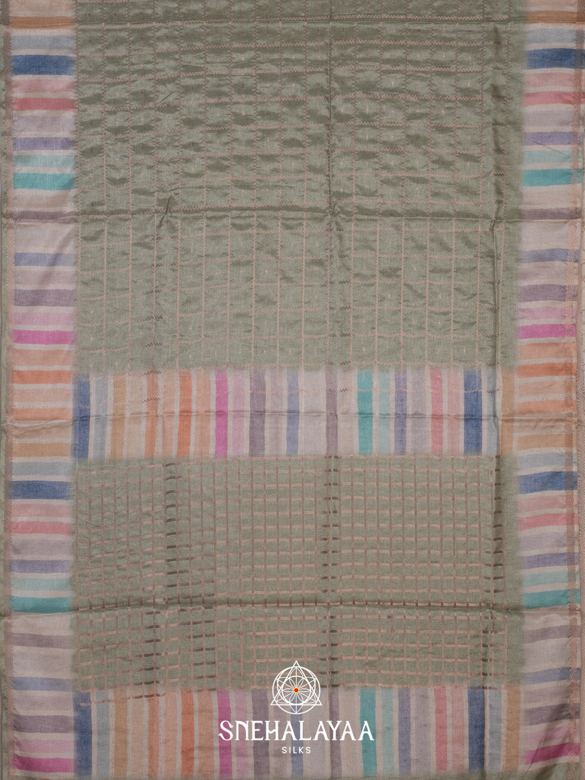 Sage Green Tussar Saree