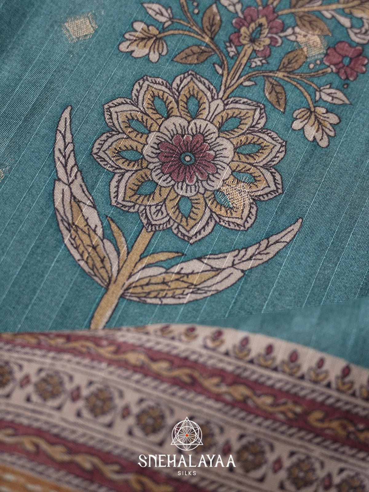 Sky Blue Tussar Saree
