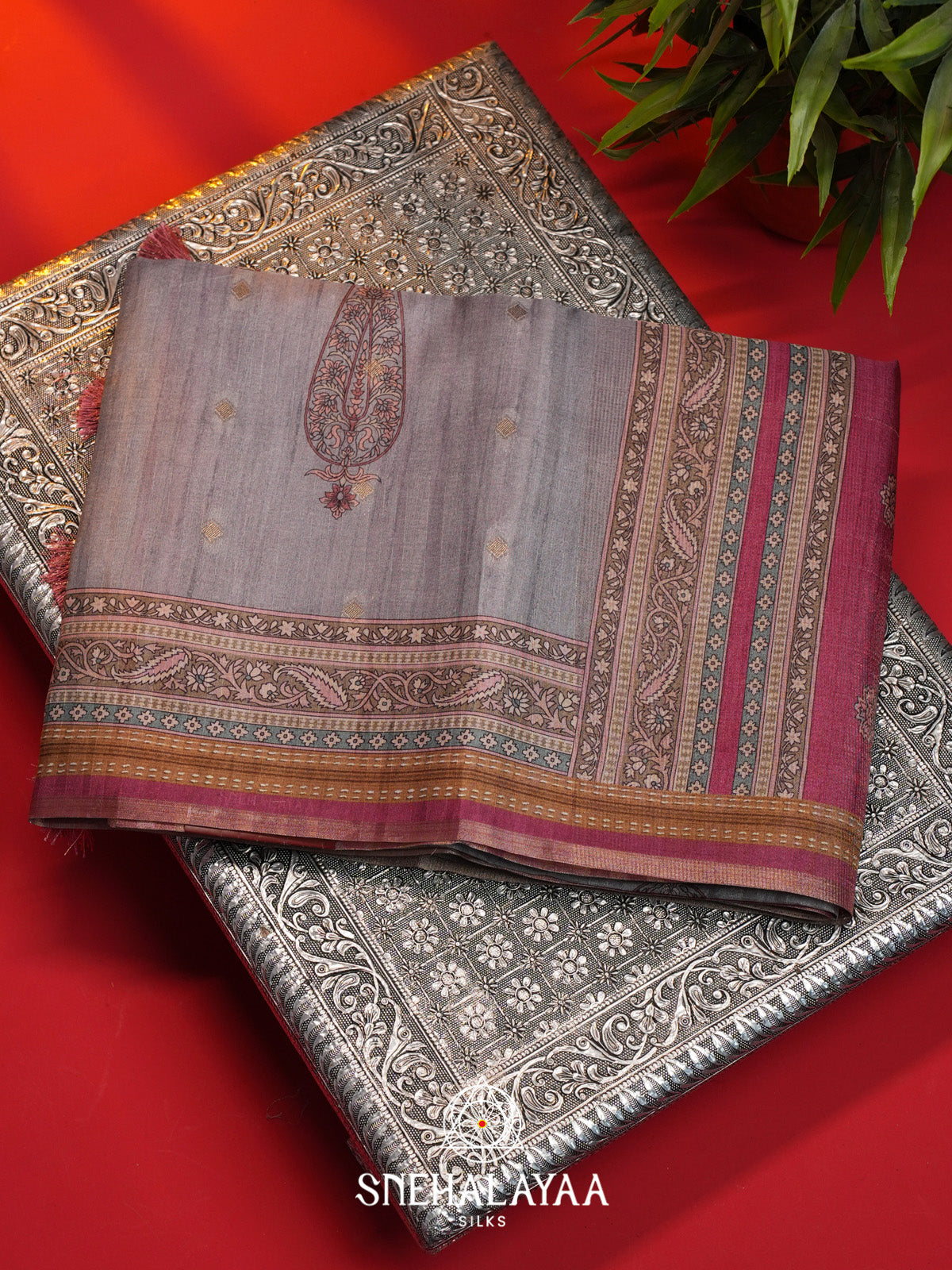 Grey Tussar Saree