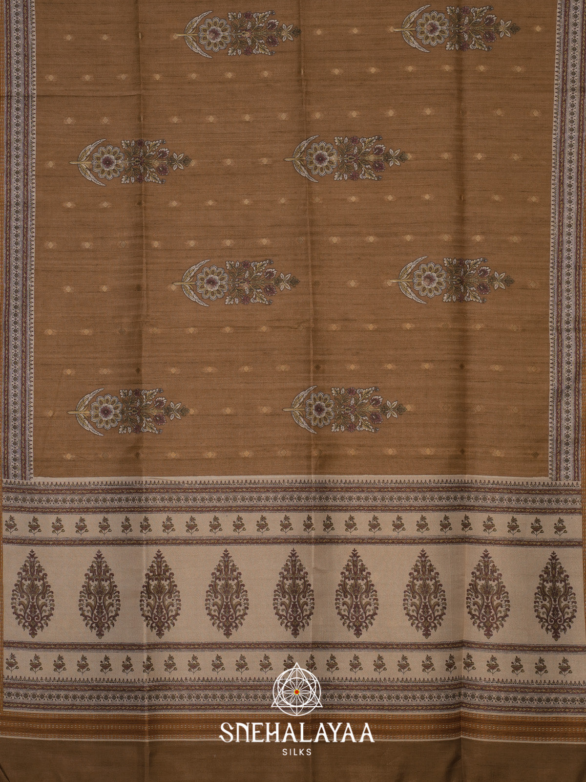 Khaki Brown Tussar Saree