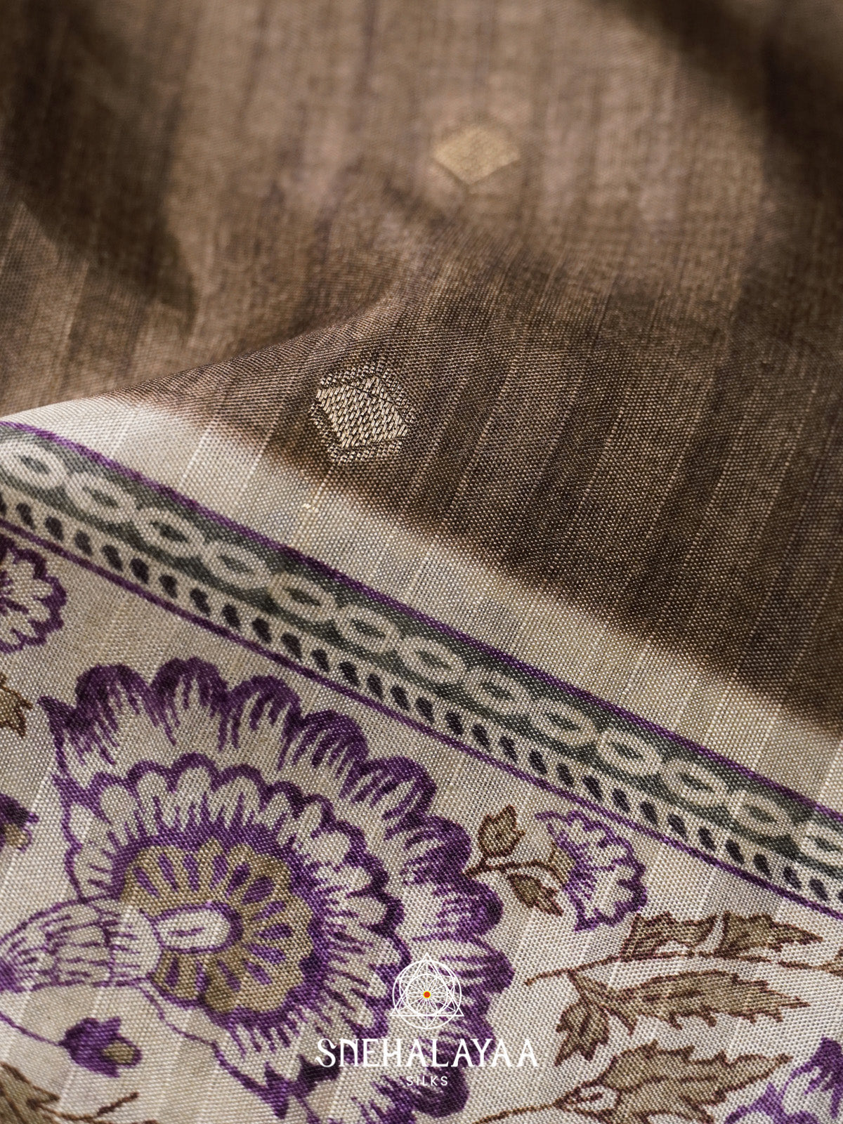 Taupe Brown Tussar Saree