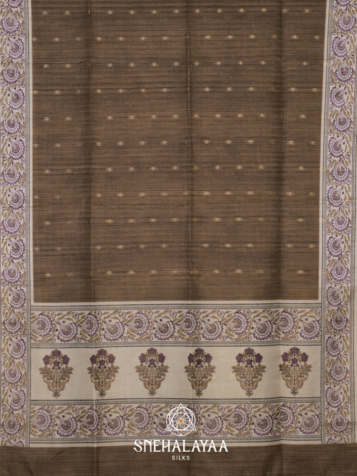 Taupe Brown Tussar Saree