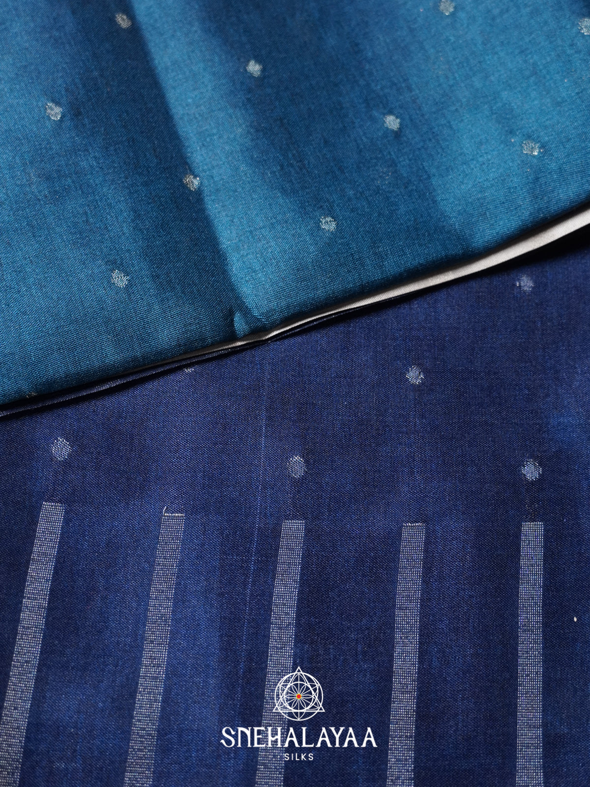 Navy Blue Tussar Saree