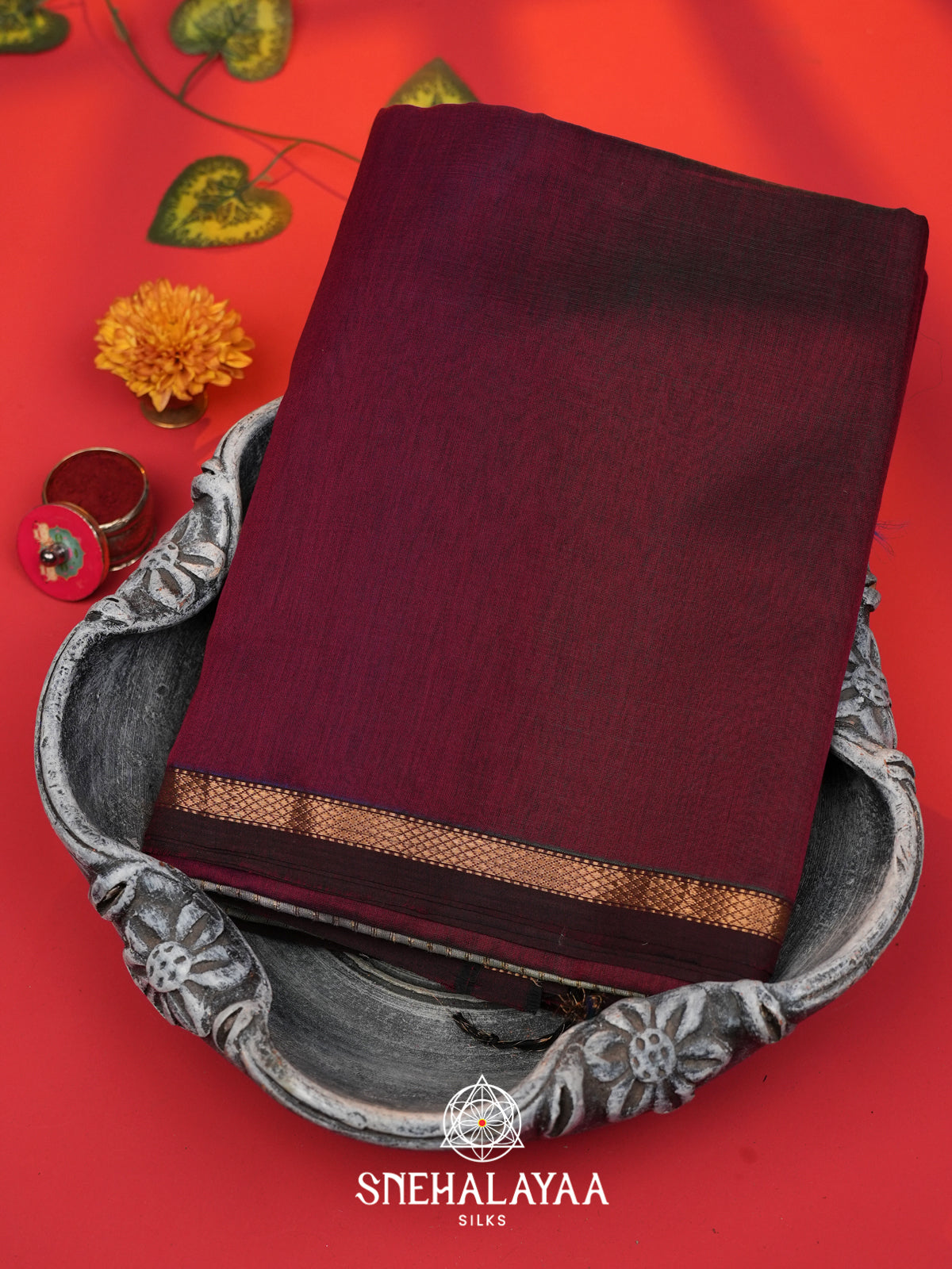 Magenta Maheshwari Silk Cotton Saree