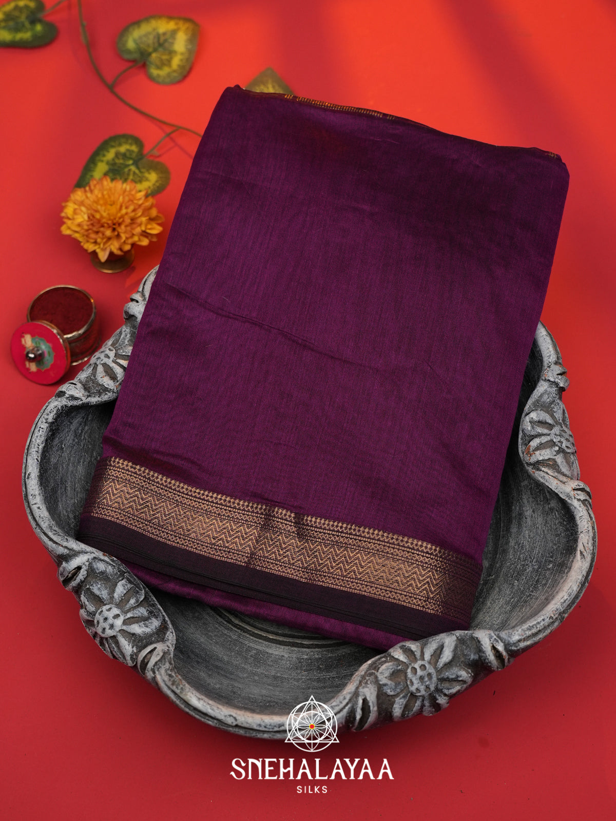 Purple Maheshwari Silk Cotton Saree