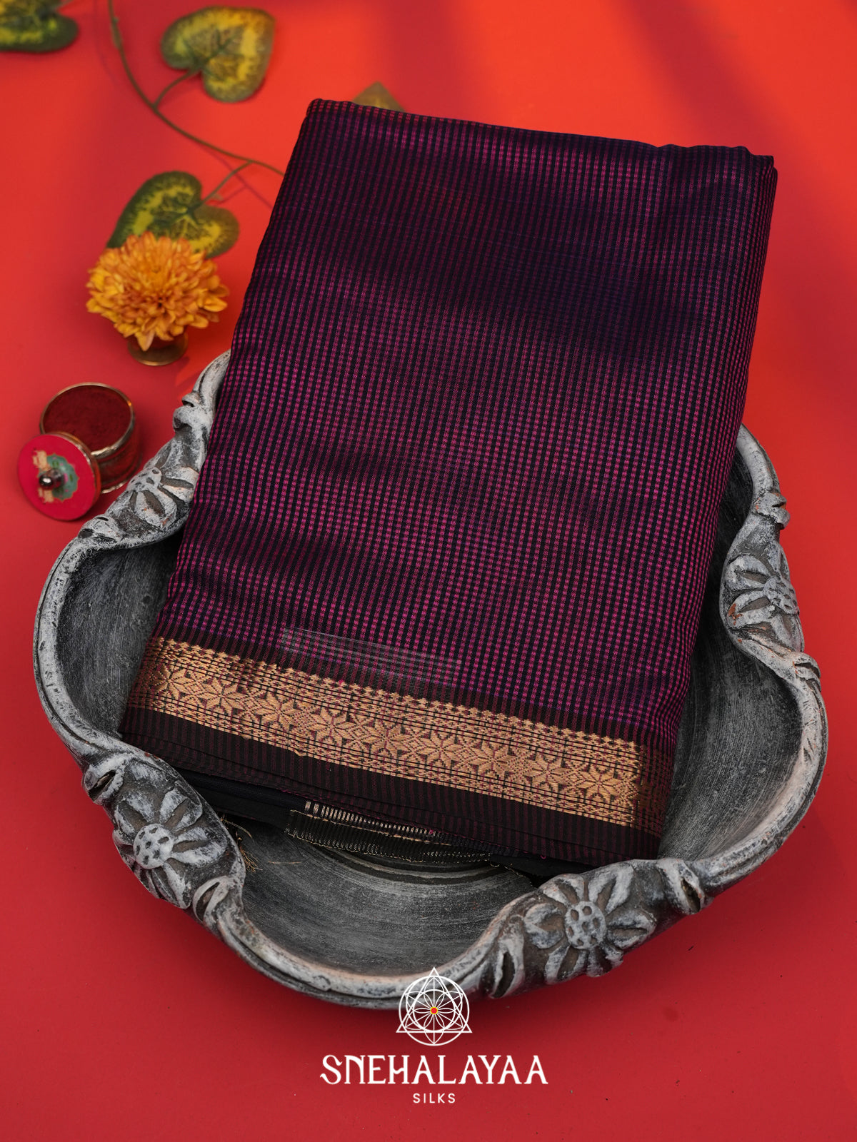 Purple Maheshwari Silk Cotton Saree