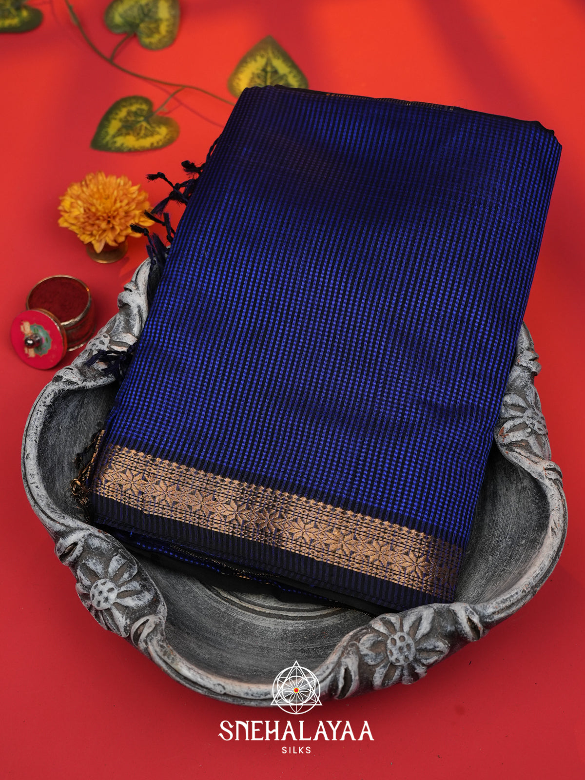 Blue Maheshwari Silk Cotton Saree