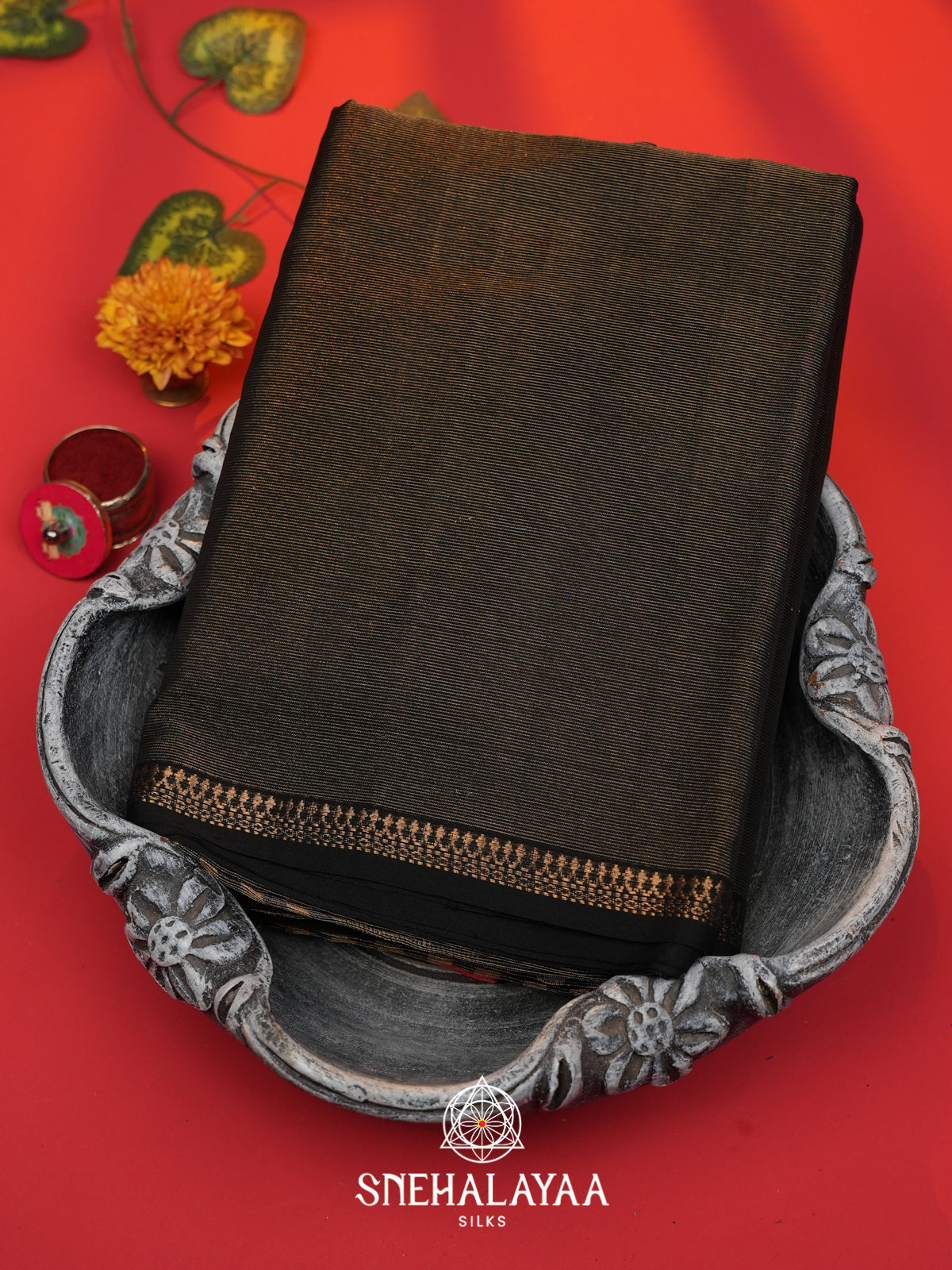 Black Maheshwari Silk Cotton Saree