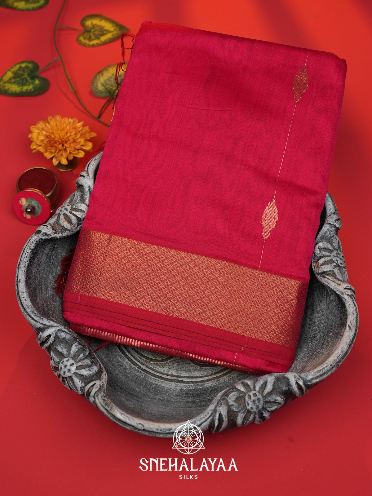 Rani Pink Maheshwari Silk Cotton Saree