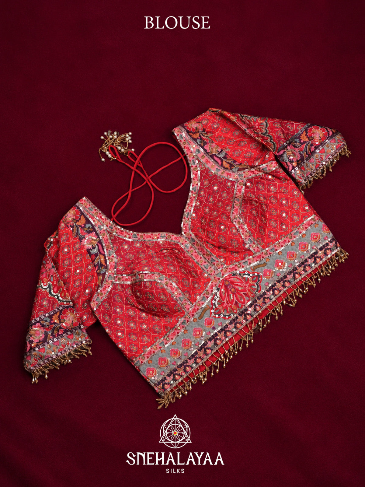 Red Designer Saree with Sequin Work & Readymade Blouse